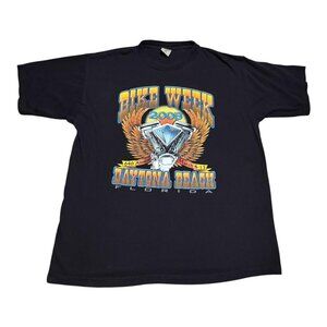 Vintage 2005 Daytona Beach Bike Week Black Motorcycle Shirt Adult‎ XL